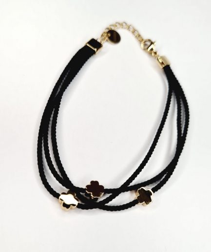 Clover Black - bransoletka sznurkowa