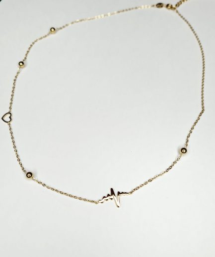 Heartbeat - łańcuszek stal nierdzewna , złoty